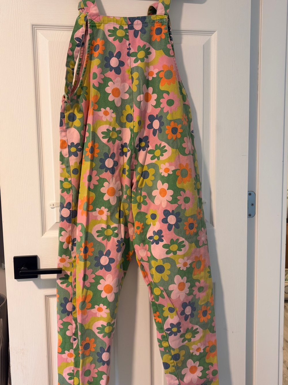 Lucy & Yak Pink Floral Cotton Overalls with Green Accents - Picture 2 of 3